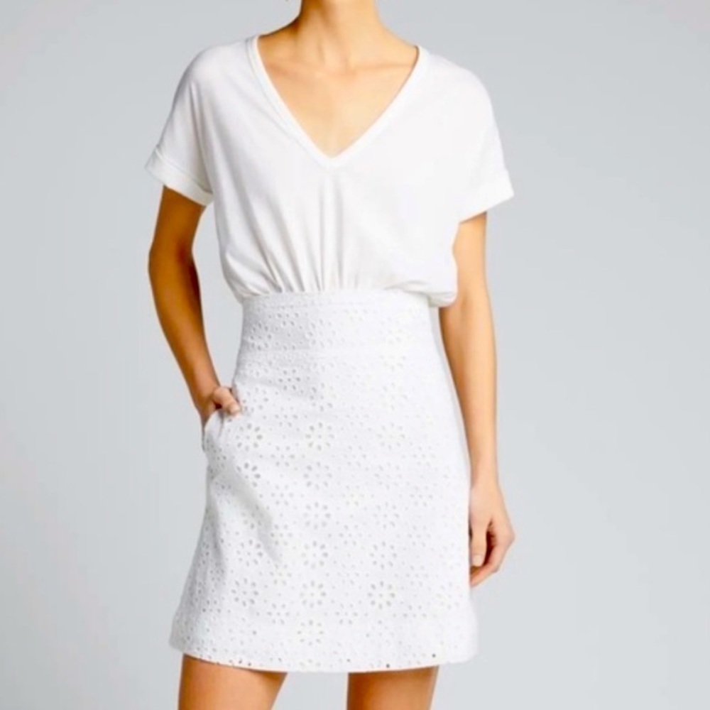 VERONICA BEARD JEANS JIYA COMBO WHITE MINI DRESS - EUC